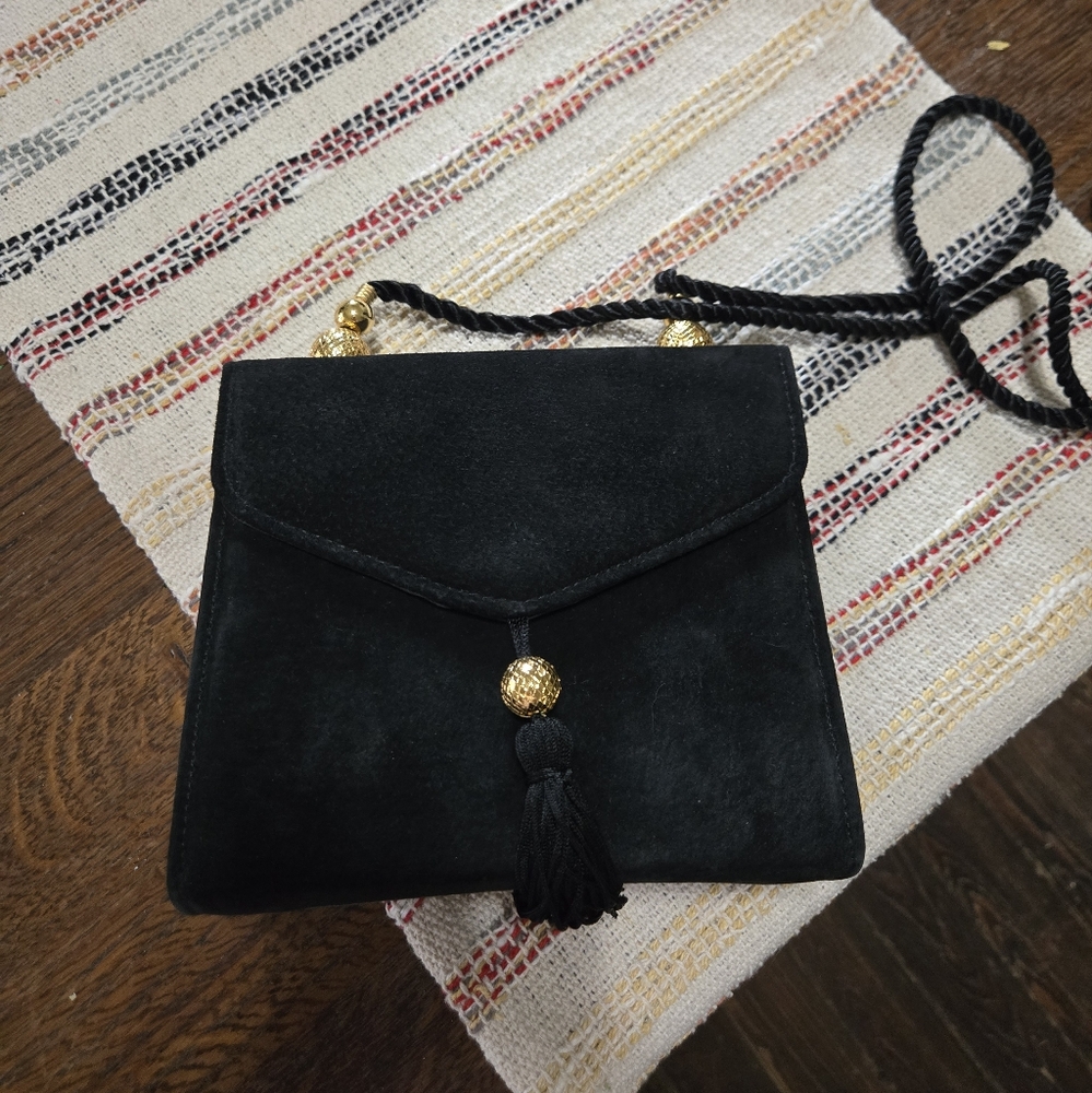 Elegant Black Suede Clutch